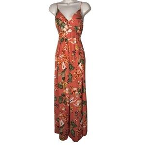 Illa Illa burnt orange boho floral women’s jumpsuit size medium.